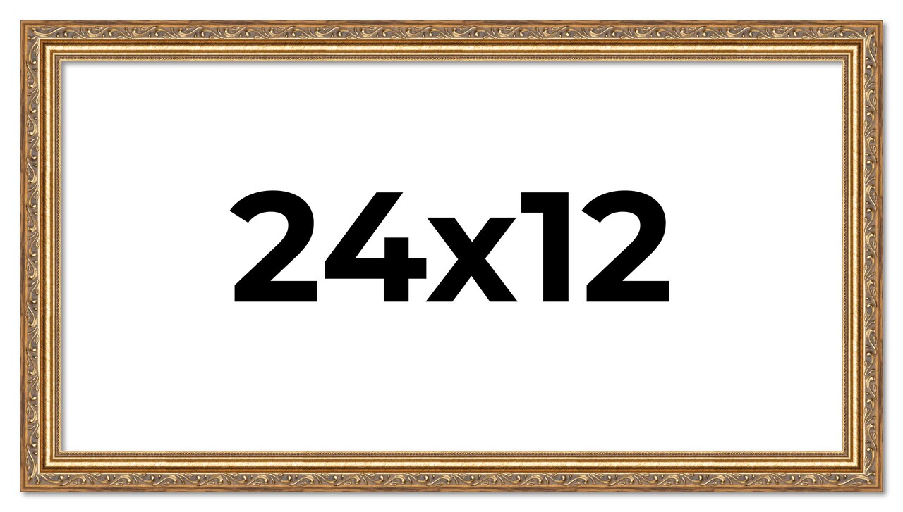 24x12 Solid Wood Antique Picture Frame with UV-Resistant Acrylic & Acid-Free Backing, Available in 4 Finishes: Bronze, Gold, Silver, and Gold with Black